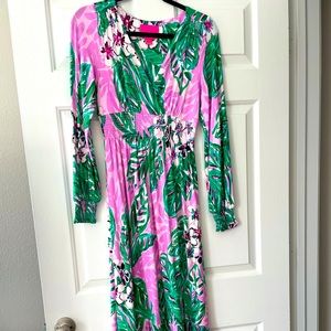 Women's Lilly Pulitzer Mistral Magnolia Print Long Sleeve Maxi Dress XS
